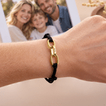 Bracelet familial personnalisé en argent sterling multicolore, style corde tressée, avec anneau gravé – Cadeau d'anniversaire pour homme, pour papa 5