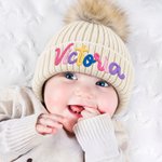 Individuell gestaltete, mit mehrfarbigem Garn umwickelte, weiche Baby-Strickmütze mit Pompon, ab 2 Monaten bis 6 Jahren, für den Winteralltag, als Geschenk zur Babyparty für Babys und Kleinkinder 7