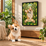 Gepersonaliseerde canvasafdrukken in glas-in-loodstijl met foto van huisdier en naam – Wanddecoratie voor thuis, verjaardagscadeau voor huisdiereigenaren en -liefhebbers 5