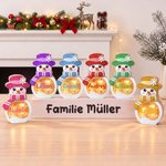 Personalisierte Schneemann-Deko aus Holz mit LED-Licht | mit Namen und Holzsockel | Weihnachtsdeko | Fensterdeko | Geschenk für Familie 2