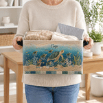 Personalised Ocean Theme Sea Turtle Large Capacity Laundry Basket with Name and Handle Home Decor Birthday Christmas Gift for Nana Mum Bookworm