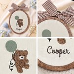 Personalised Embroidered Teddy Bear Balloon Name Sign with Bow Nursery Wall Decor Baby Announcement Baby Shower Gift for Baby New Parent 5