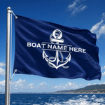 Personalised Nautical Anchor Waterproof Flag with Text Birthday Anniversary Gift for Sailor Boat Owner Captain 1