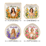 Personalised Elegant Birth Flower Portrait Gold Rim Ceramic Jewellery Dish with Photo and Name Birthday Gift for Women Friends 8