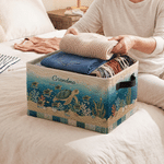 Personalised Ocean Theme Sea Turtle Large Capacity Laundry Basket with Name and Handle Home Decor Birthday Christmas Gift for Nana Mum Bookworm