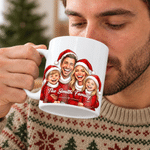 Personalized Christmas Comic Style Photo 11 oz 15 oz Ceramic Coffee Mug with Text Christmas Gift for Couple Friend Pet Owner