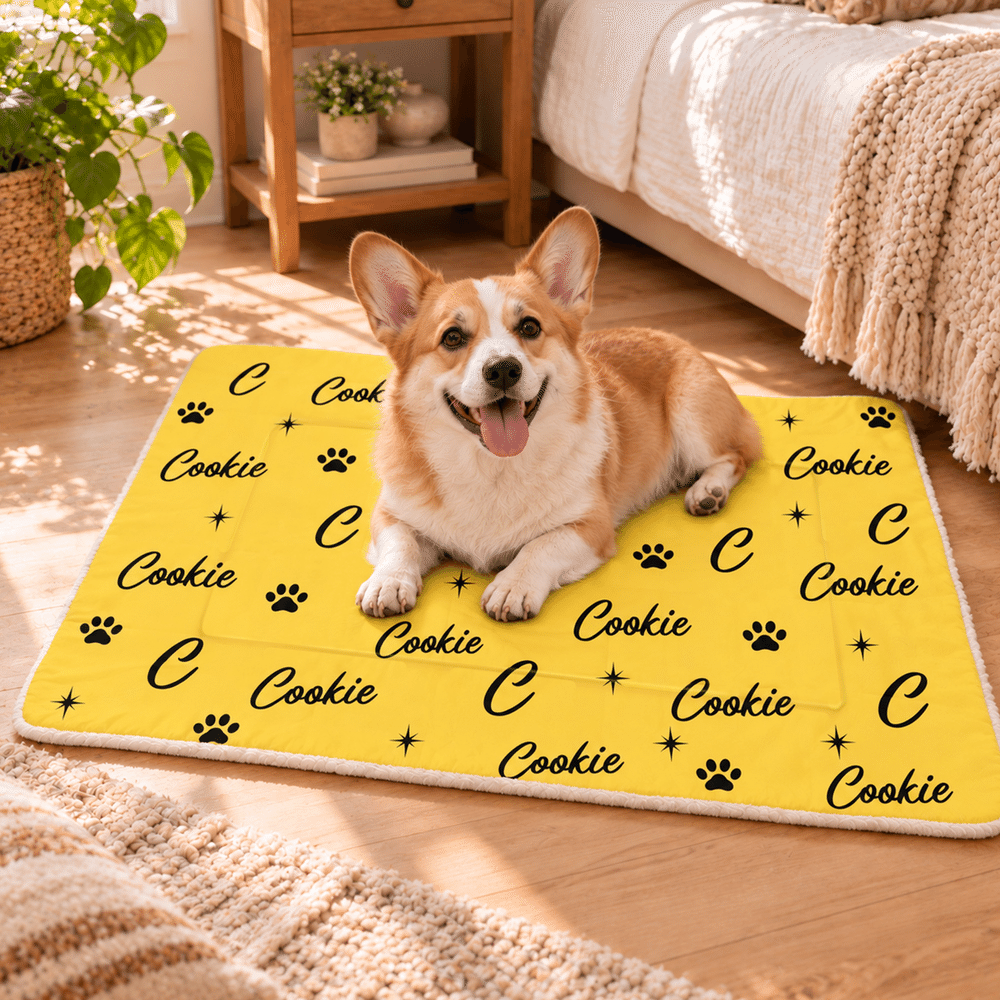 Personalised Colourful Word Cloud Soft Warm Pet Bed Mat with Name Initial and Number Birthday Christmas Gift for Pet Lovers Friends 4