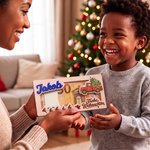 Personalisierter Holz Geldhalter mit Weihnachtsmotiv & Namen | Geldgeschenk originell verpacken | Weihnachtsgeschenk für Familie, Kinder & Enkelkinder