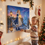 Stampe fotografiche personalizzate per bambini in stile fiabesco con castello di fiocchi di neve: decorazioni da parete per la casa, regali di Natale e di compleanno per familiari e amici