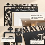Personalized Cross Jesus Bless This New Home Doorframe Hanging Sign with Text Wall Decor Daily Use Housewarming Gift for Friends Christians