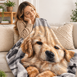 Personalized Oil Painting Style Pet Photo Soft Throw Blanket with Name Home Decor Birthday Christmas Gift for Dog Cat Pet Owner Lover 3