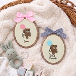 Personalised Embroidered Teddy Bear Balloon Name Sign with Bow Nursery Wall Decor Baby Announcement Baby Shower Gift for Baby New Parent 4