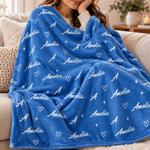 Personalized Star Paw Print Word Cloud Soft Throw Blanket with Initial Name and Number Home Decor Birthday Christmas Gift for Kids Family Friends 6