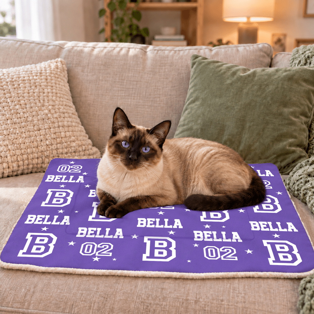 Personalised Colourful Word Cloud Soft Warm Pet Bed Mat with Name Initial and Number Birthday Christmas Gift for Pet Lovers Friends 2