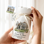 Personalised Watercolor Style House Photo Ceramic Vase with Title and Text Housewarming Gift for Family Friend 1