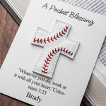 Personalized Ball Sports A Pocket Blessing PU Leather Cross Card Set with Name Text and Box Baptism First Communion Gift for Christians Sports Lovers
