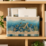 Personalised Ocean Theme Sea Turtle Large Capacity Laundry Basket with Name and Handle Home Decor Birthday Christmas Gift for Nana Mum Bookworm