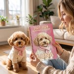 Personalized Watercolor Style Pet Photo 2027-2029 Monthly Planner Spiral Notebook with Name Monthly Planning Pages Birthday Gift for Pet Lover Owner