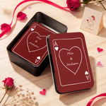 Personalised Romantic Couple Photo Heart Playing Cards Iron Box Set with Text Wedding Engagement Gift for Newlyweds Couples 4