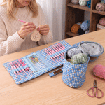Personalized Daisy Gingham Crochet Hook Organizer Yarn Ball Storage Bag with Name and Handle Daily Use Birthday Gift for Crochet Lovers Women 6