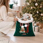 Personalised 3D-Effect Artwork Cartoon Character Photo Velvet Pom-Pom Santa Sack Gift Bag with Name Holiday Decor Christmas Gift for Kids Family 5