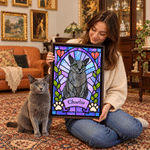 Gepersonaliseerde canvasafdrukken in glas-in-loodstijl met foto van huisdier en naam – Wanddecoratie voor thuis, verjaardagscadeau voor huisdiereigenaren en -liefhebbers 3