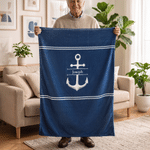 Personalized Boat Anchor Soft Throw Blanket with Name Home Decor Christmas Gift for Father Sailing Enthusiast Boat Owner