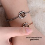 Gepersonaliseerde Warmte Geactiveerde Verborgen Foto Armband met Gegraveerde Tekst Sieraad Gedenksteen Verjaardagscadeau voor Echtpaar Beste Vriend(in) 4