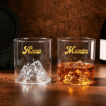 Personalized Snowy Mountain Design Whisky Glass Gift Box Set with Name and Text Birthday Anniversary Christmas Gift for Men 1