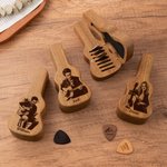 Personalized Engraved Photo Pattern Wooden Guitar Pick Holder Case Set with Name and Text Music Accessories Birthday Gift for Guitar Player 3