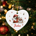 Personalised Snowflake Pine Tree String Light Initial Ceramic Ornament with Name Christmas Tree Decor Holiday Gift for Family Kids