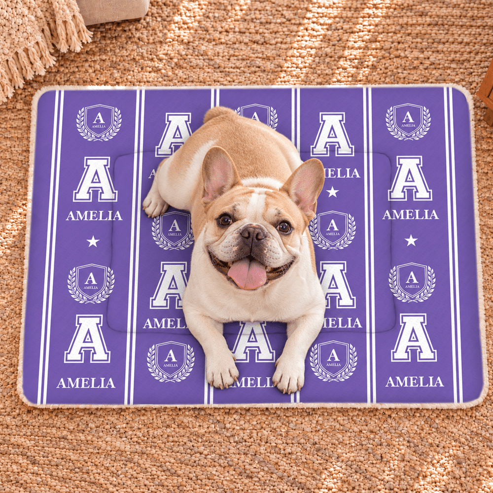 Personalised Colourful Word Cloud Soft Warm Pet Bed Mat with Name Initial and Number Birthday Christmas Gift for Pet Lovers Friends 1