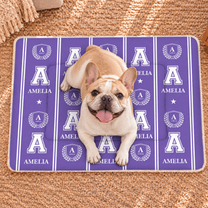 Personalised Colourful Word Cloud Soft Warm Pet Bed Mat with Name Initial and Number Birthday Christmas Gift for Pet Lovers Friends