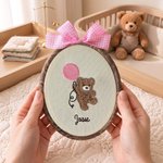 Personalised Embroidered Teddy Bear Balloon Name Sign with Bow Nursery Wall Decor Baby Announcement Baby Shower Gift for Baby New Parent 6