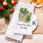 Personalised Watercolor House Photo Soft Waffle Tea Towel with Text and Year Kitchen Decor Housewarming Christmas Gift for Family Friends 3