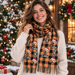 Écharpe personnalisée sur le thème de Noël, avec un personnage de dessin animé représentant votre animal de compagnie, son nom et un pompon – Accessoire d'hiver, cadeau de Noël idéal pour les propriétaires d'animaux de compagnie 1