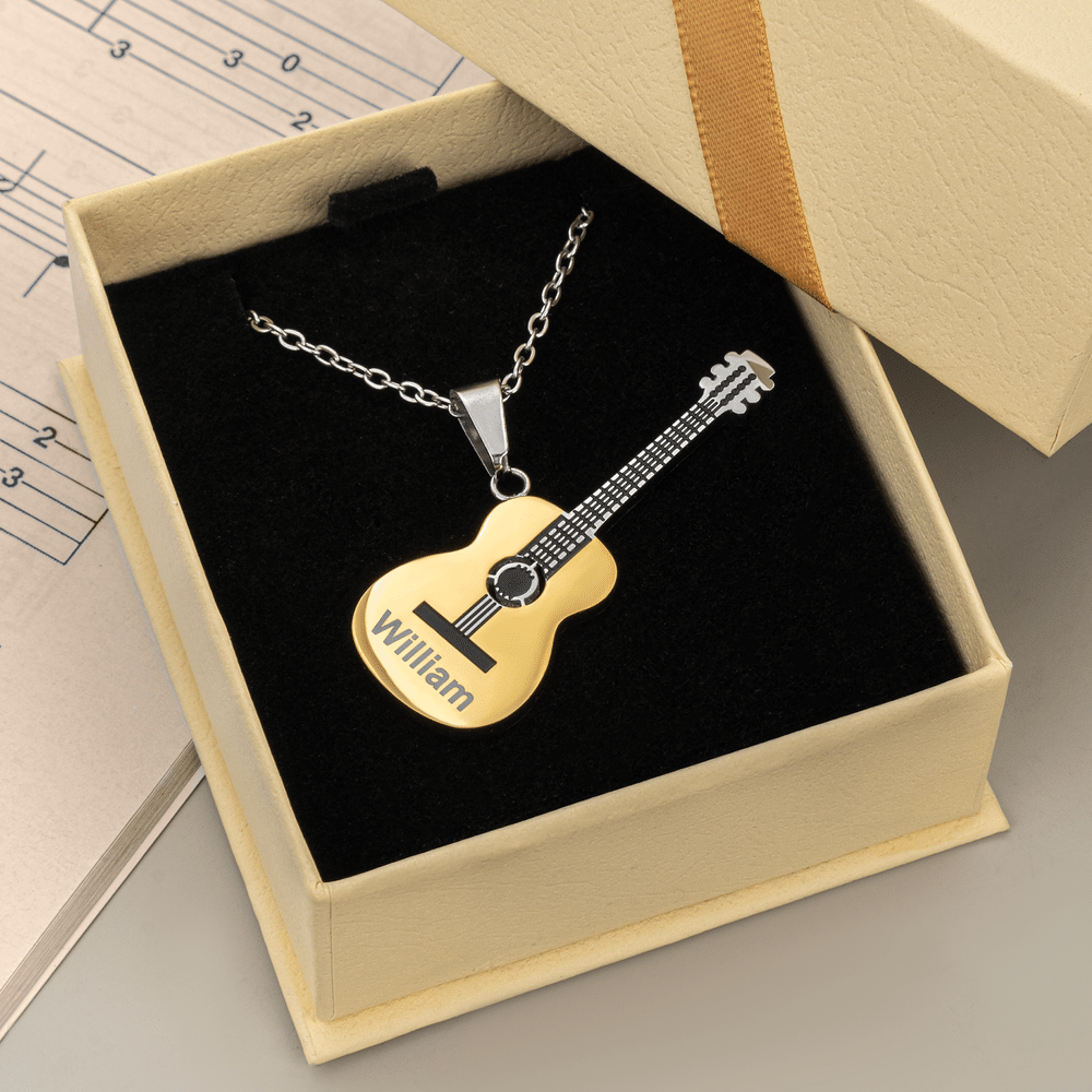 Personalised Guitar Pendant Necklace with Name Dainty Jewellery Music Festival Accessory Birthday Gift for Guitar Player Music Lover 6