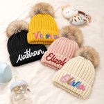 Individuell gestaltete, mit mehrfarbigem Garn umwickelte, weiche Baby-Strickmütze mit Pompon, ab 2 Monaten bis 6 Jahren, für den Winteralltag, als Geschenk zur Babyparty für Babys und Kleinkinder 6