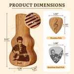 Personalized Engraved Photo Pattern Wooden Guitar Pick Holder Case Set with Name and Text Music Accessories Birthday Gift for Guitar Player 8