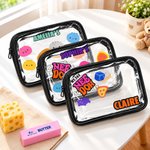 Personalized Cute Cat Toy Dumpling Pattern Clear Tote Bag Storage Bag Set with Name Daily Use Birthday Gift for Kids 3