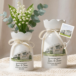Personalised Watercolor Style House Photo Ceramic Vase with Title and Text Housewarming Gift for Family Friend 2