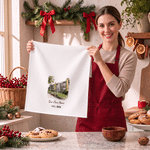 Personalised Watercolor House Photo Soft Waffle Tea Towel with Text and Year Kitchen Decor Housewarming Christmas Gift for Family Friends 7