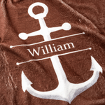 Personalized Boat Anchor Soft Throw Blanket with Name Home Decor Christmas Gift for Father Sailing Enthusiast Boat Owner
