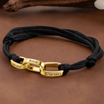 Bracelet familial personnalisé en argent sterling multicolore, style corde tressée, avec anneau gravé – Cadeau d'anniversaire pour homme, pour papa 4