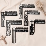 Personalized Cross Jesus Bless This New Home Doorframe Hanging Sign with Text Wall Decor Daily Use Housewarming Gift for Friends Christians