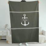 Personalized Boat Anchor Soft Throw Blanket with Name Home Decor Christmas Gift for Father Sailing Enthusiast Boat Owner