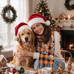 Écharpe personnalisée sur le thème de Noël, avec un personnage de dessin animé représentant votre animal de compagnie, son nom et un pompon – Accessoire d'hiver, cadeau de Noël idéal pour les propriétaires d'animaux de compagnie 3