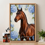 Personalised Realistic Oil Painting Horse Portrait Birth Flower Canvas Print with Name Home Decor Housewarming Birthday Gift for Horse Owners 1