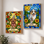 Gepersonaliseerde canvasafdrukken in glas-in-loodstijl met foto van huisdier en naam – Wanddecoratie voor thuis, verjaardagscadeau voor huisdiereigenaren en -liefhebbers 4