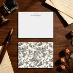 Personalised French Toile De Jouy Print Flat Note Card with Name and Address Sticker Set of 20 Daily Use Birthday Anniversary Gift for Friend Family 4